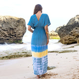 Beach Stripe & Tie Dye Maxi Dress In Grey