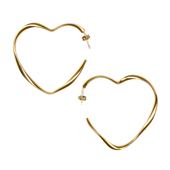 Large Heart Hoop Earrings - Gold Plate