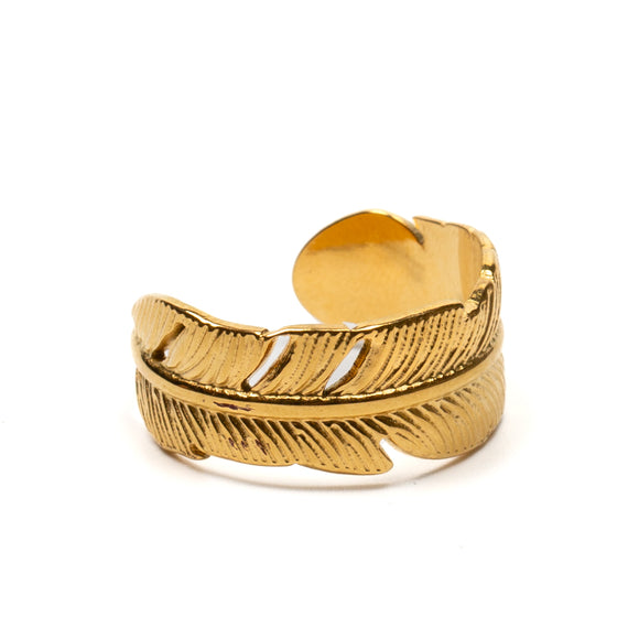 Wide Leaf Ring - Gold Plate