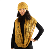 Mustard Popcorn Knit Hat With Button