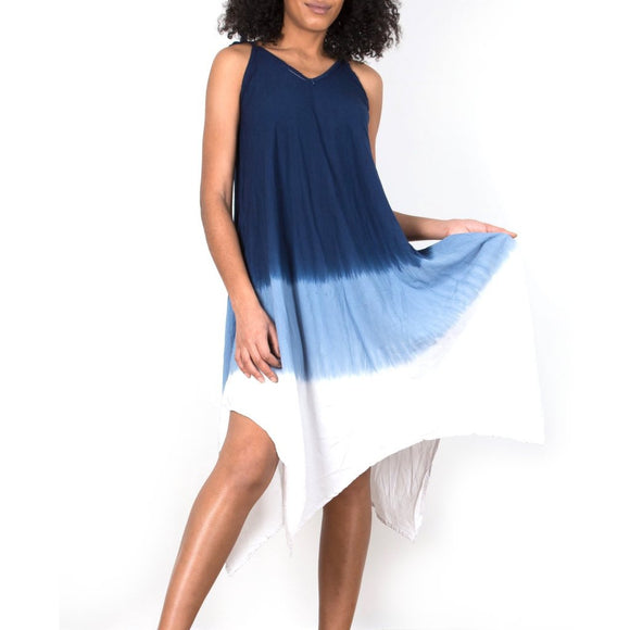 Blue Dip Dye Handkerchief Dress - LS1231