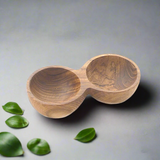 Double Wooden Spice Bowl
