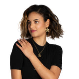 Hammered Flower Earring - Gold Plate