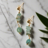 Amazonite Cluster Drop Stud Earring In Gold Plate