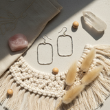 Hammered Rectangular Earrings - Silver Plate