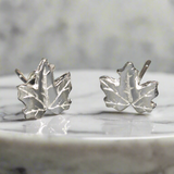 Maple Leaf Stud Earring - Silver Plate