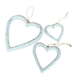Set of 3 Hanging Open Wooden Hearts