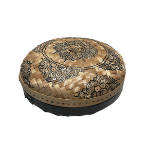Black Round Henna Rattan Box