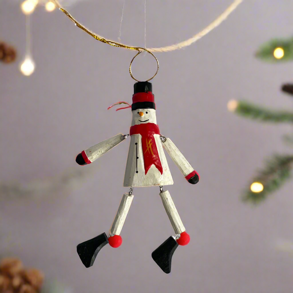 Hanging Puppet Snowman Ornament