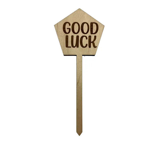 Good Luck Wooden Plant Stake