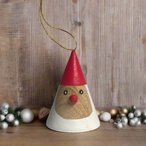 Hanging Cone Santa Ornament