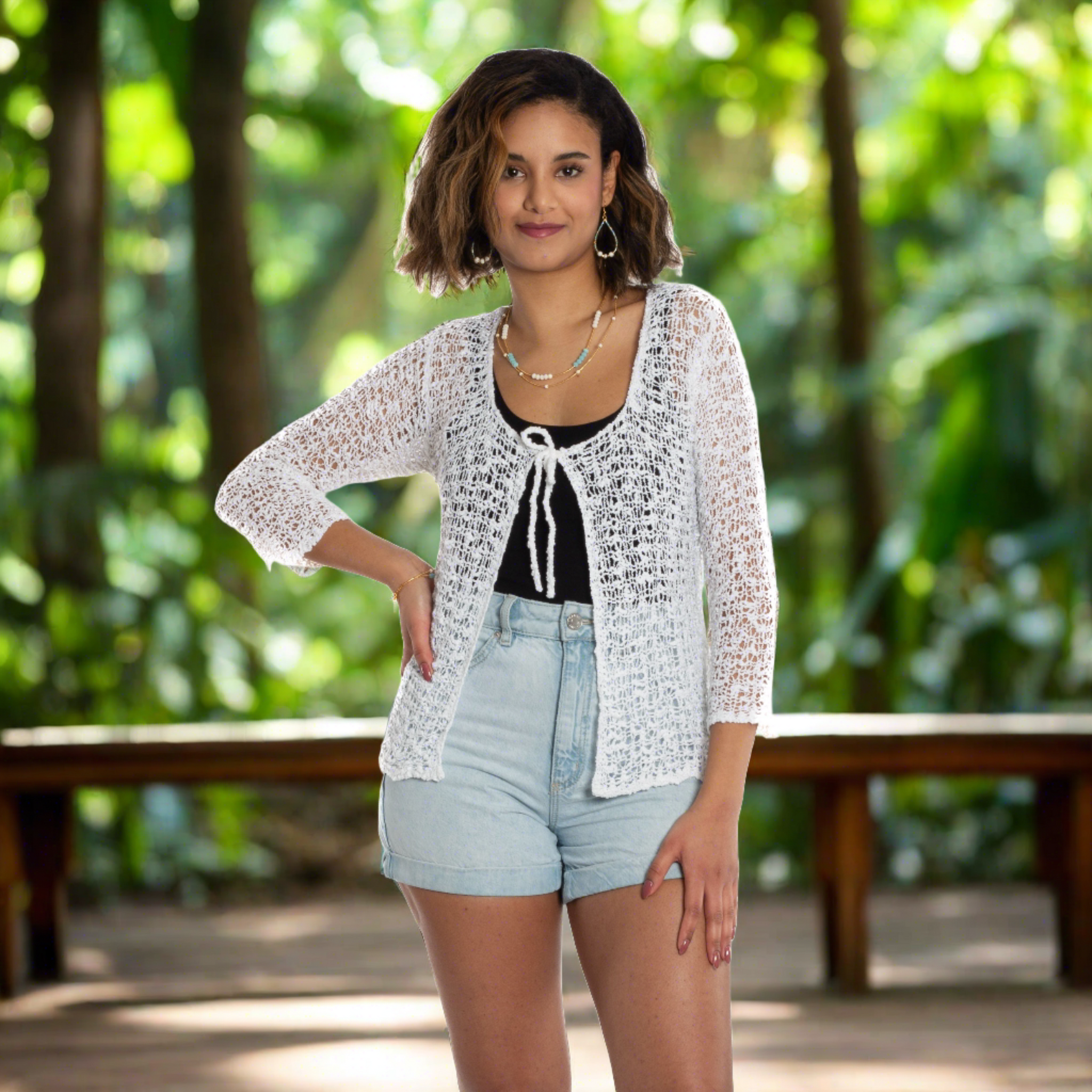 Tie Front Cardigan - White – Suzie Blue Canada