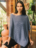 Double Knit Popcorn Poncho - Denim Blue