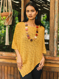 Popcorn Double Knit Poncho - Saffron