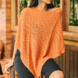 Double Knit Popcorn Poncho - Orange