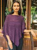 Double Knit Popcorn Poncho - Purple
