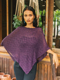 Double Knit Popcorn Poncho - Purple