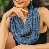 Popcorn Knit Infinity Scarf - Denim Blue