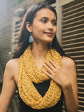 Popcorn Knit Infinity Scarf - Saffron