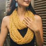 Popcorn Knit Infinity Scarf - Saffron