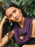 Popcorn Knit Infinity Scarf - Purple