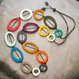 Long Multi Colour Resin Hoop Necklace