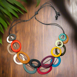 Double Strand Multi Colour Resin Hoop Necklace