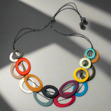 Double Strand Multi Colour Resin Hoop Necklace