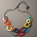 Double Strand Multi Colour Resin Hoop Necklace