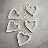 Hanging String Of Open Wooden Hearts