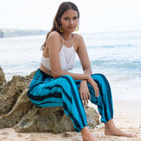 Bold Abstract Tie Dye Bali Pant In Teal & Black