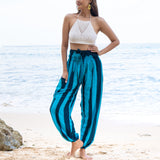 Bold Abstract Tie Dye Bali Pant In Teal & Black