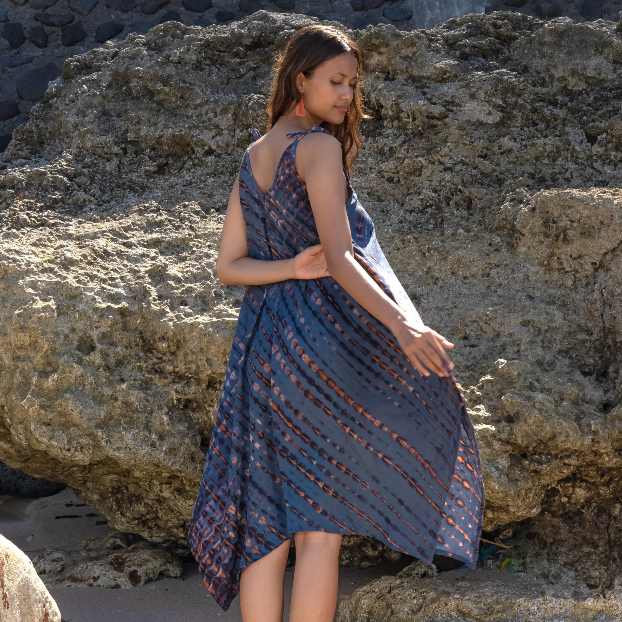 white christmas dresses Current Mood Denim Handkerchief Puff Sleeve Mini Dress main image 1