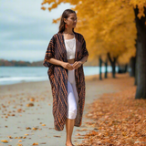 Long Kimono In Orange & Black Tie Dye