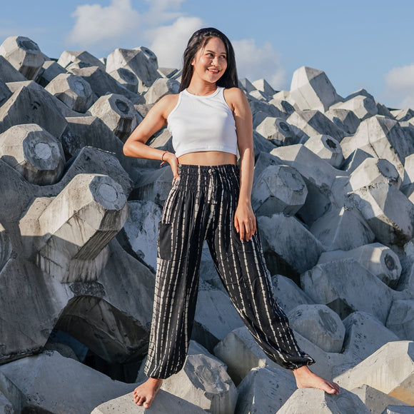 Black & White Tie Dye Bali Pants