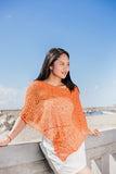 Short Popcorn Knit Poncho - Orange