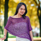 Short Popcorn Knit Poncho - Purple