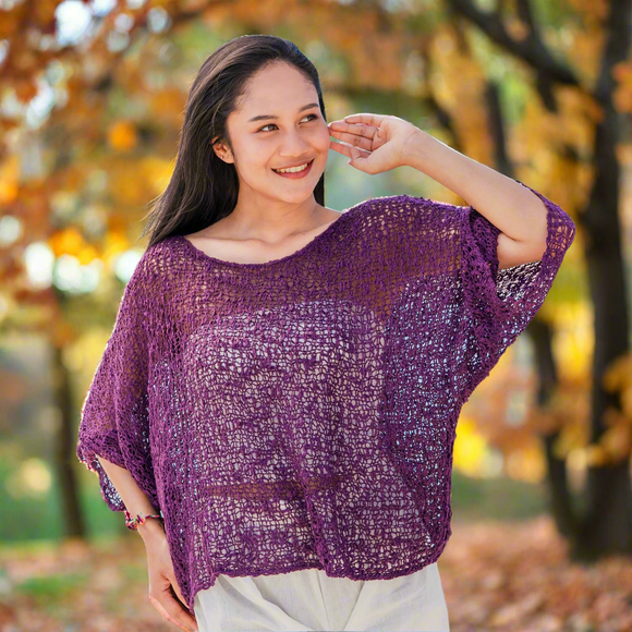 Popcorn Knit Top - Purple