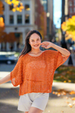 Popcorn Knit Top - Orange