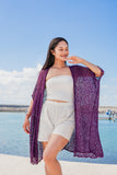 Mid Length Popcorn Knit Kimono - Purple