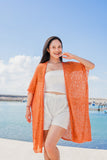 Mid Length Popcorn Knit Kimono - Orange