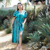 Abstract Tye Die Maxi Dress - Blue