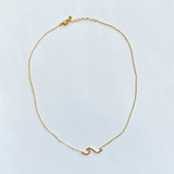 Chainlink Necklace with Wave Pendant - Gold Plate