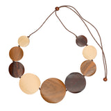 Graduated Wooden Disc Necklace