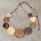 Graduated Wooden Disc Necklace