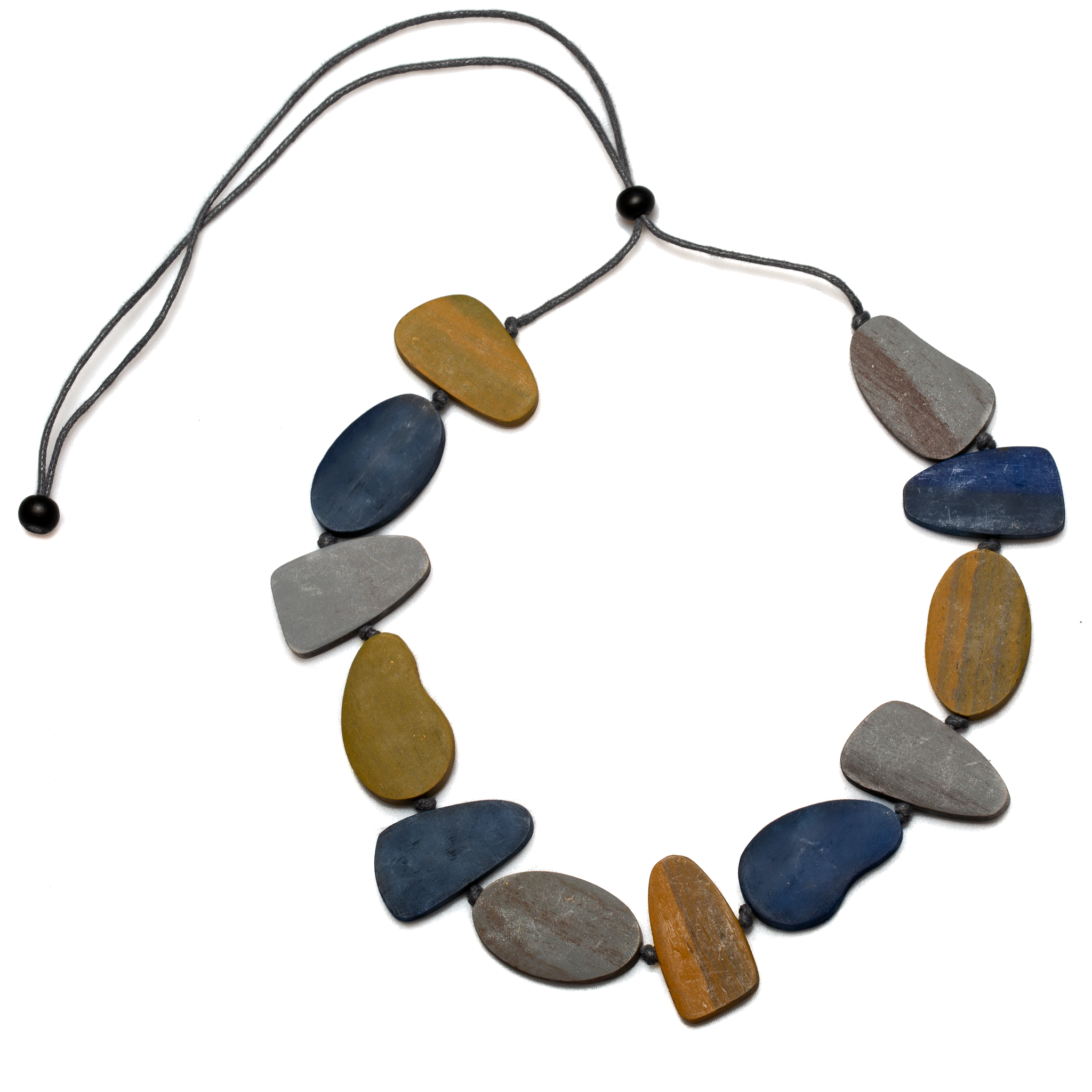 Wooden Pebble Necklace Suzie Blue Canada