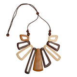 Short Tinted Wood Fan Necklace