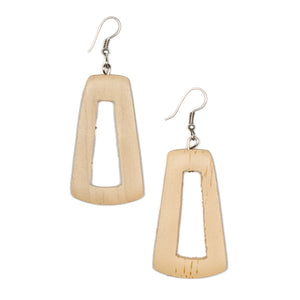 Tinted Wood Rectangular Hoop Earring