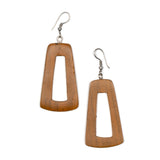 Tinted Wood Rectangular Hoop Earring