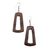 Tinted Wood Rectangular Hoop Earring